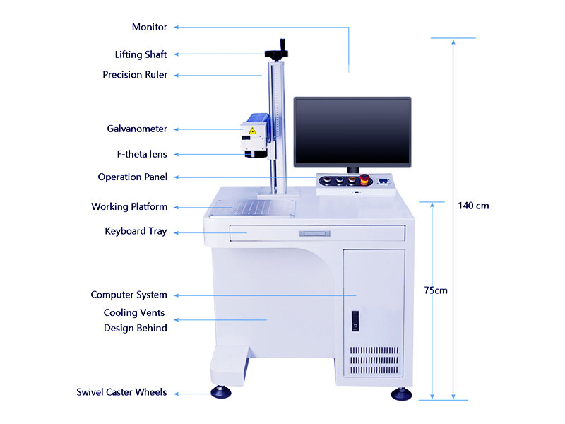 50W optical fiber laser metal deep carving machine